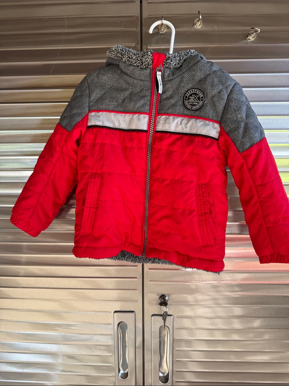 ZeroXposur Kids Red & Gray Hooded Puffer Jacket